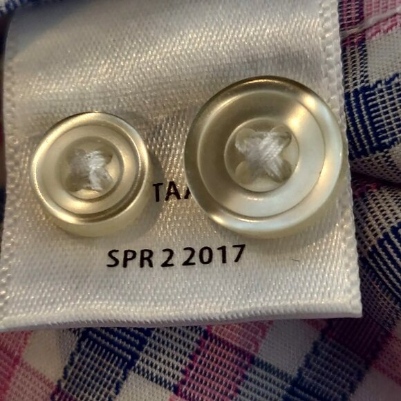 Untuckit Mens Size S Pink Blue Check Plaid Wrinkle Free Long Sleeve Button Shirt - Picture 9 of 9